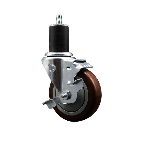 Service Caster 4'' SS Maroon Poly Swivel 1-3/4'' Expanding Stem Caster with Brake SCC-SSEX20S414-PPUB-MRN-TLB-134 - main